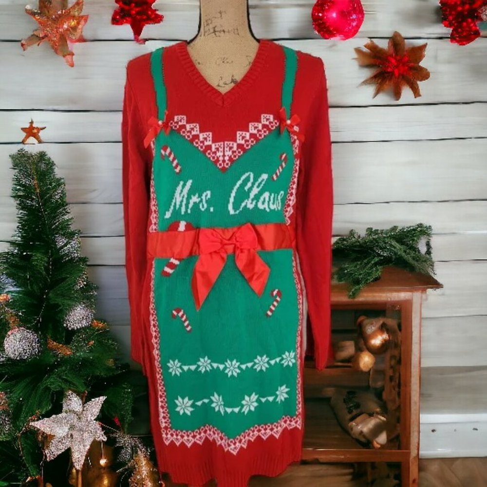 Merry Christmas Poof Mrs Claus Dress Size  XL